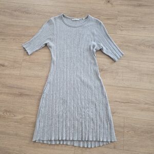 Doen Gray Ribbed Mini Dress Small